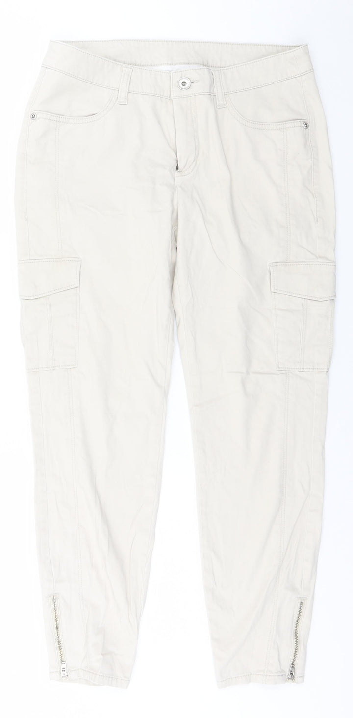 Yessica Womens Beige  Cotton Trousers  Size 10 L26 in Regular