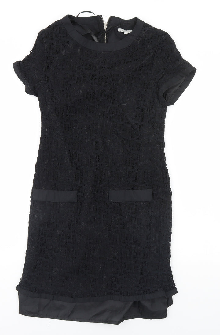 Peacocks Womens Black  Cotton Pencil Dress  Size 10 Round Neck
