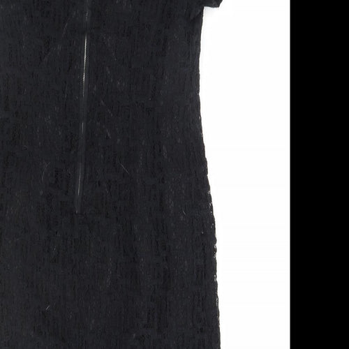 Peacocks Womens Black  Cotton Pencil Dress  Size 10 Round Neck