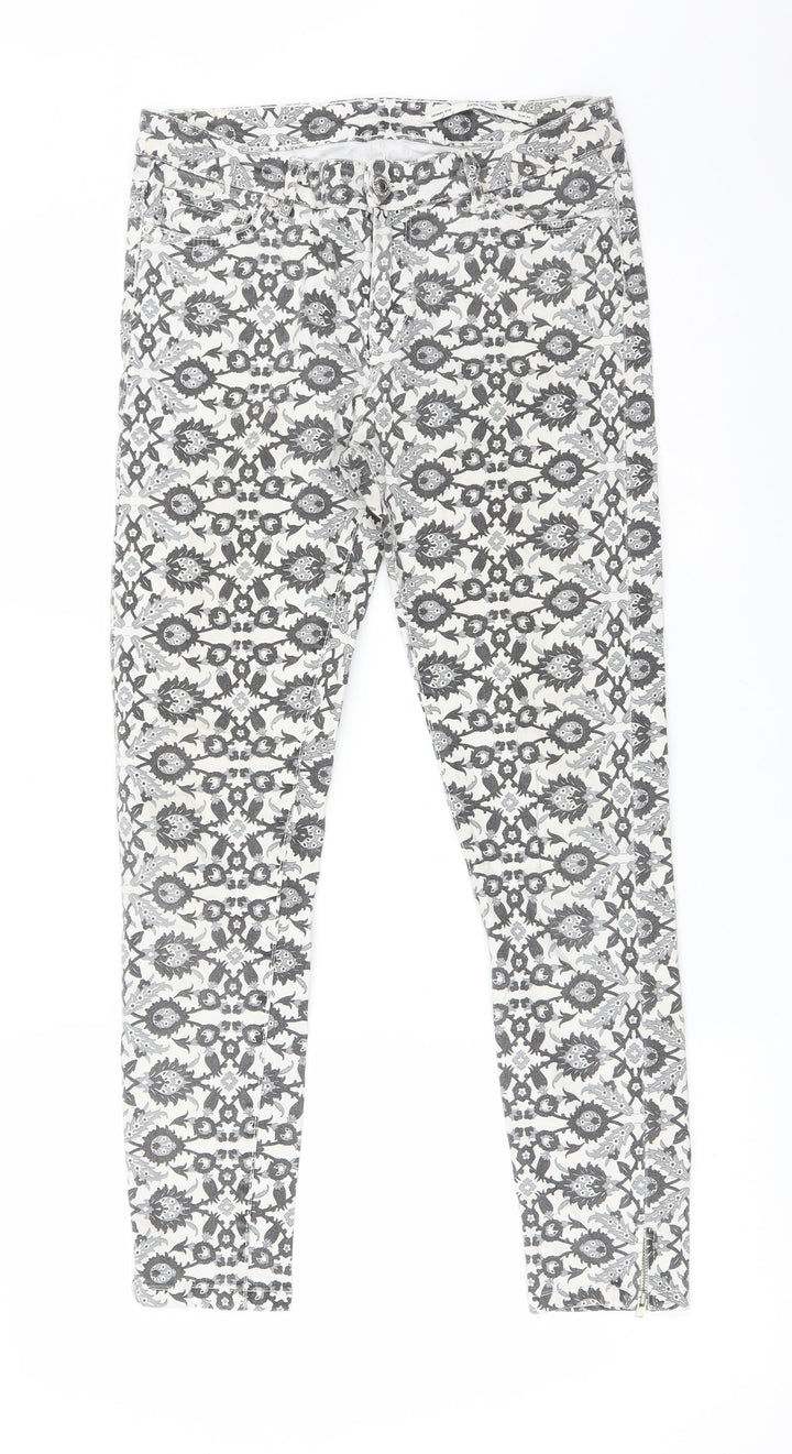 Zara Womens Multicoloured Floral Skinny Jeans Size 30 L26 in Regular