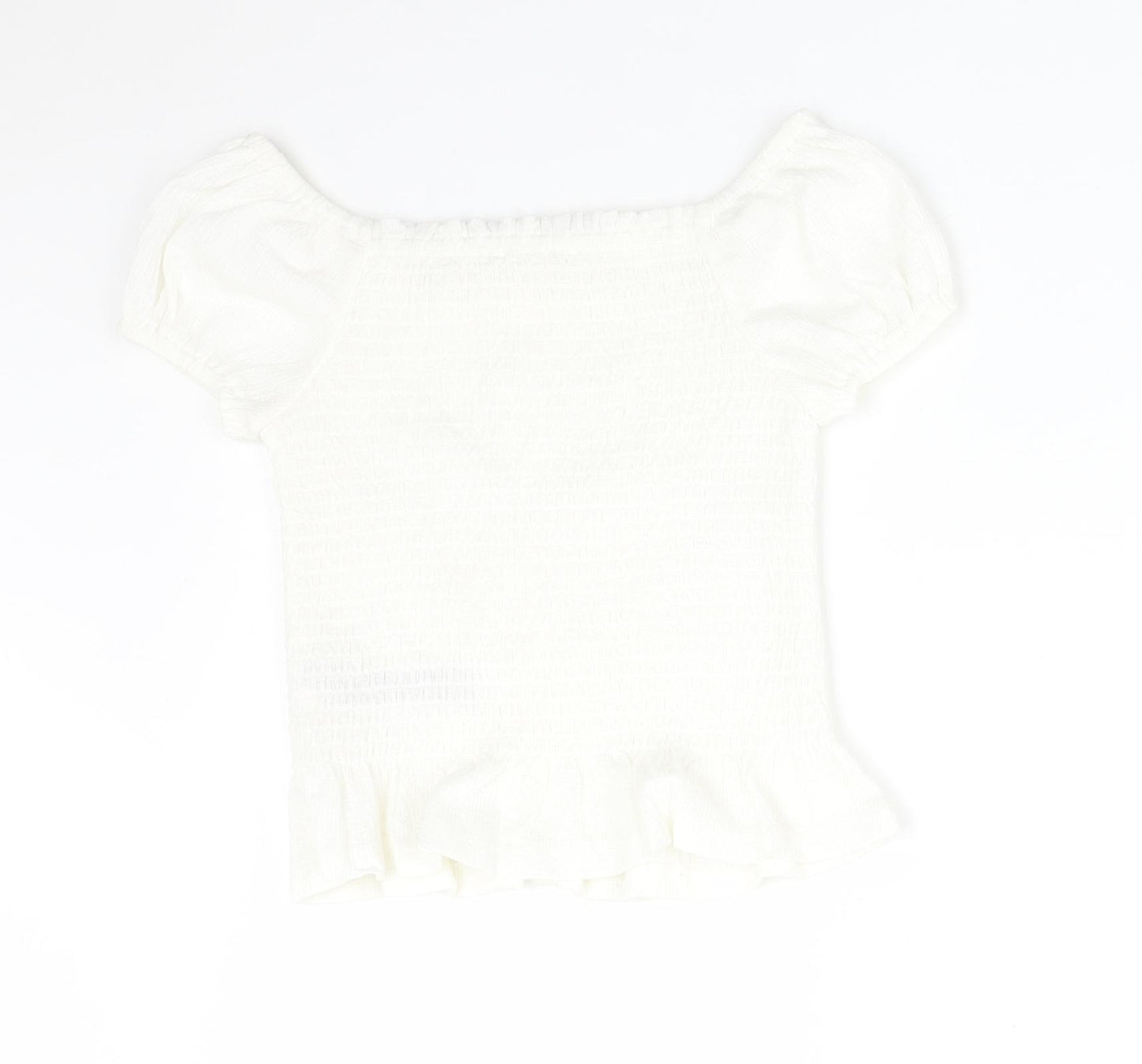 M&S Girls White  Polyester Basic T-Shirt Size 6-7 Years Off the Shoulder
