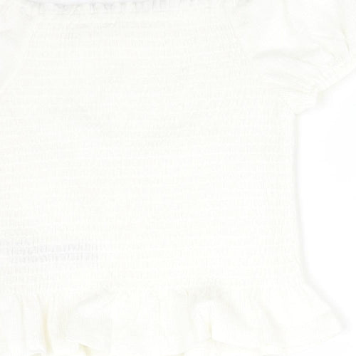 M&S Girls White  Polyester Basic T-Shirt Size 6-7 Years Off the Shoulder