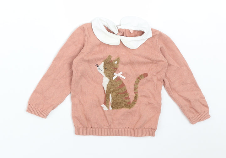 TU Girls Pink  Cotton Basic T-Shirt Size 6-9 Months Round Neck  - CAT