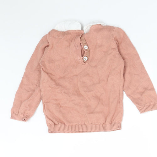 TU Girls Pink  Cotton Basic T-Shirt Size 6-9 Months Round Neck  - CAT