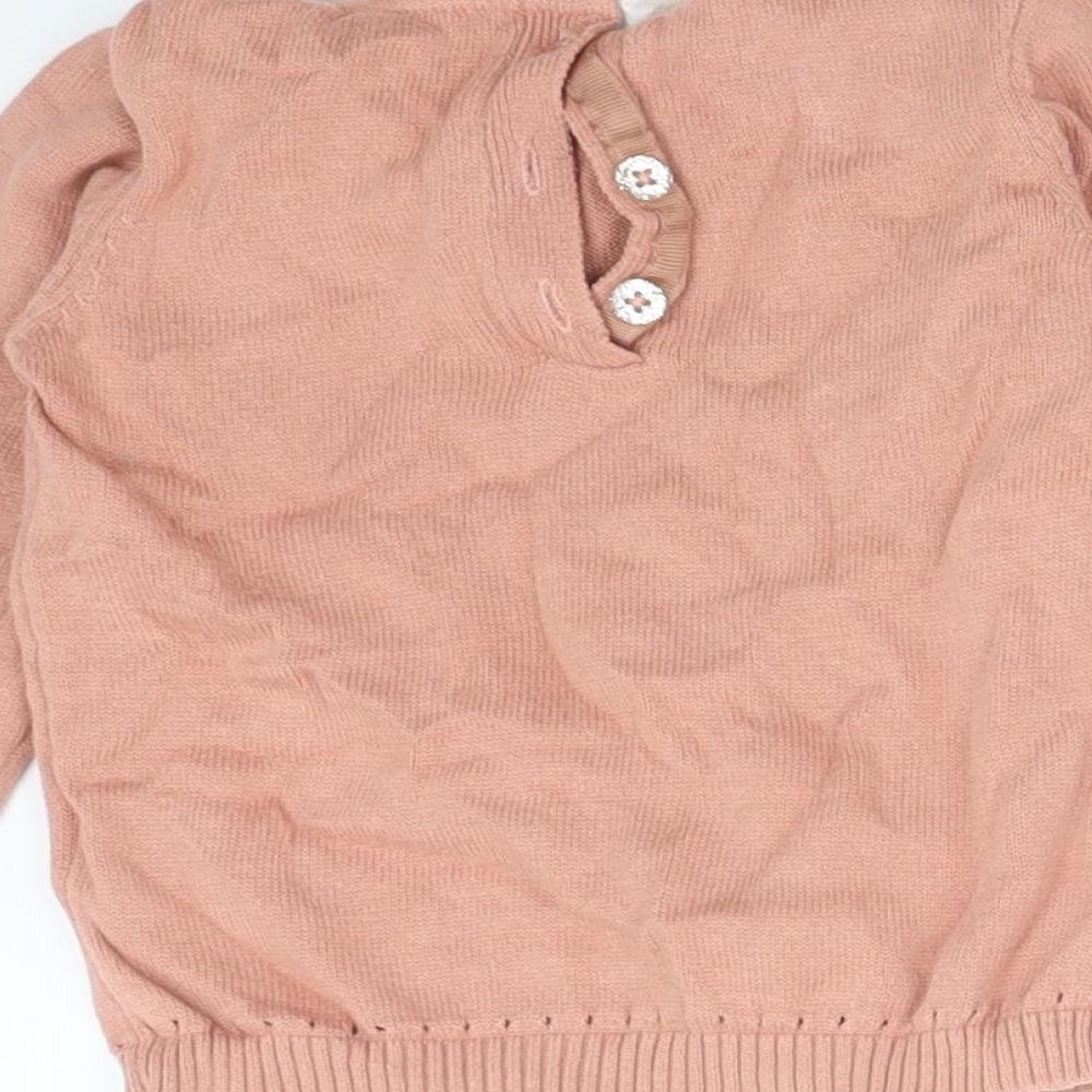 TU Girls Pink  Cotton Basic T-Shirt Size 6-9 Months Round Neck  - CAT