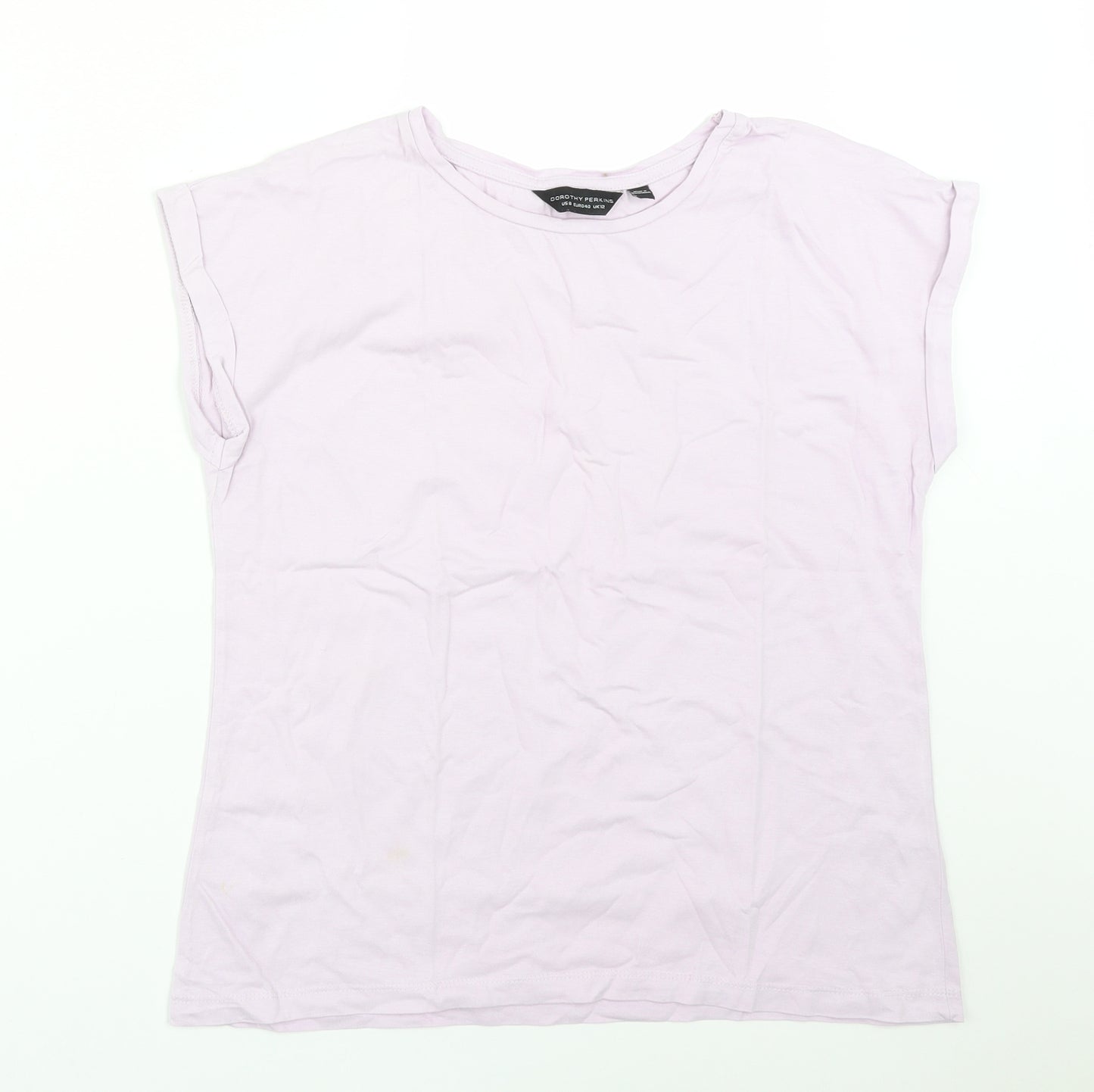 Dorothy Perkins Womens Purple  Cotton Basic T-Shirt Size 12 Round Neck
