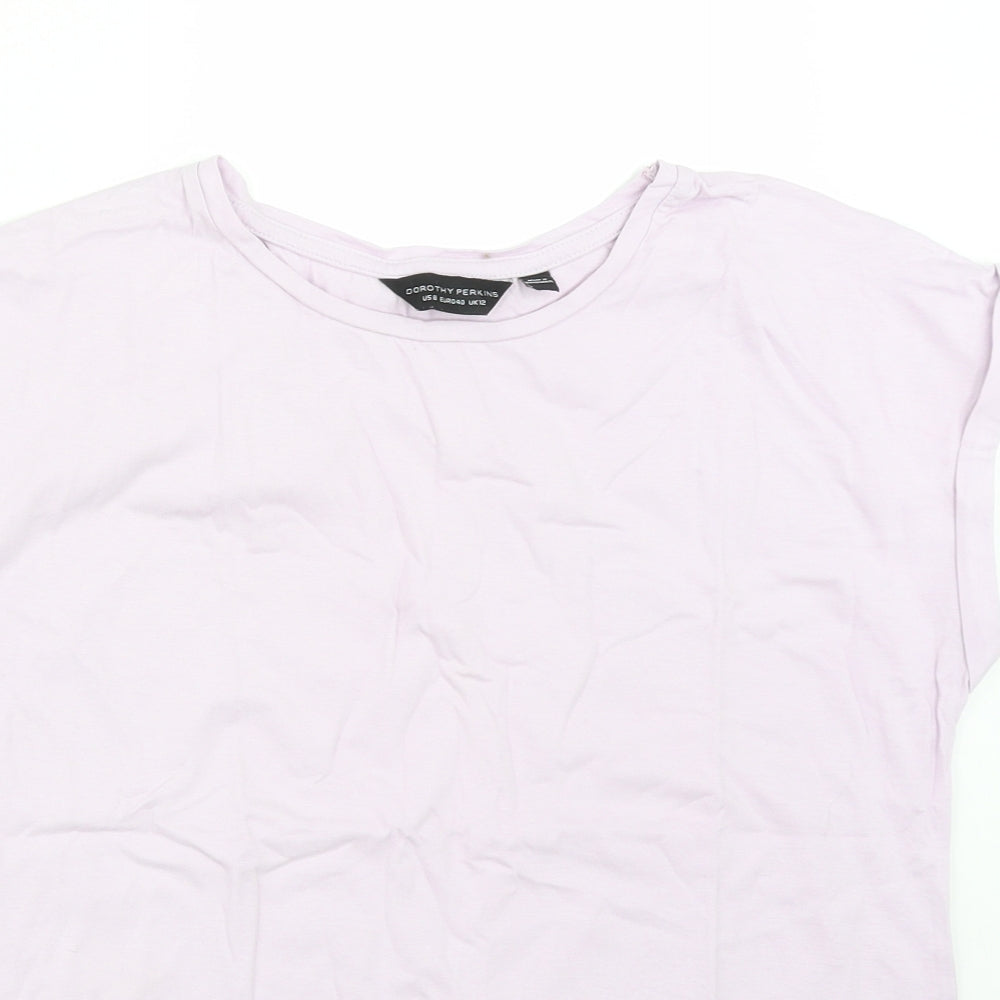 Dorothy Perkins Womens Purple  Cotton Basic T-Shirt Size 12 Round Neck