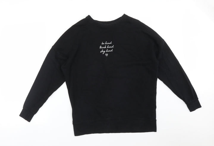 New Look Womens Black  Cotton Pullover Sweatshirt Size 8   - BE KIND THINK KIND STAY KIND