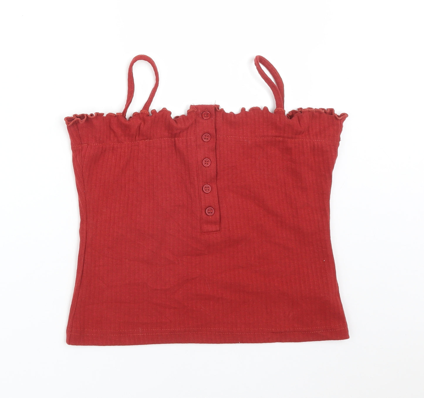 Missguided Womens Red Striped Cotton Camisole T-Shirt Size 14 Square Neck