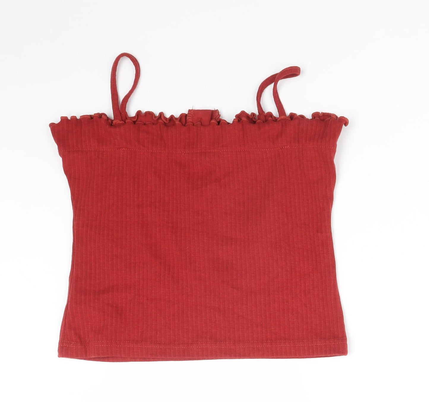 Missguided Womens Red Striped Cotton Camisole T-Shirt Size 14 Square Neck