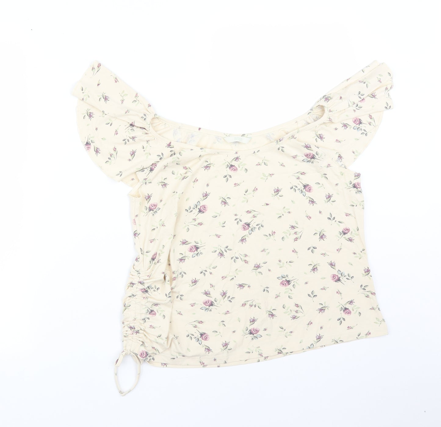 M&S Womens Multicoloured Floral Viscose Basic T-Shirt Size 18 Round Neck