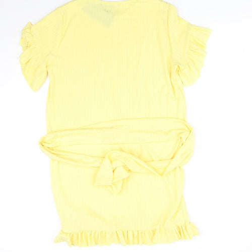 I SAW IT FIRST Womens Yellow Striped Polyester A-Line  Size 8 Round Neck