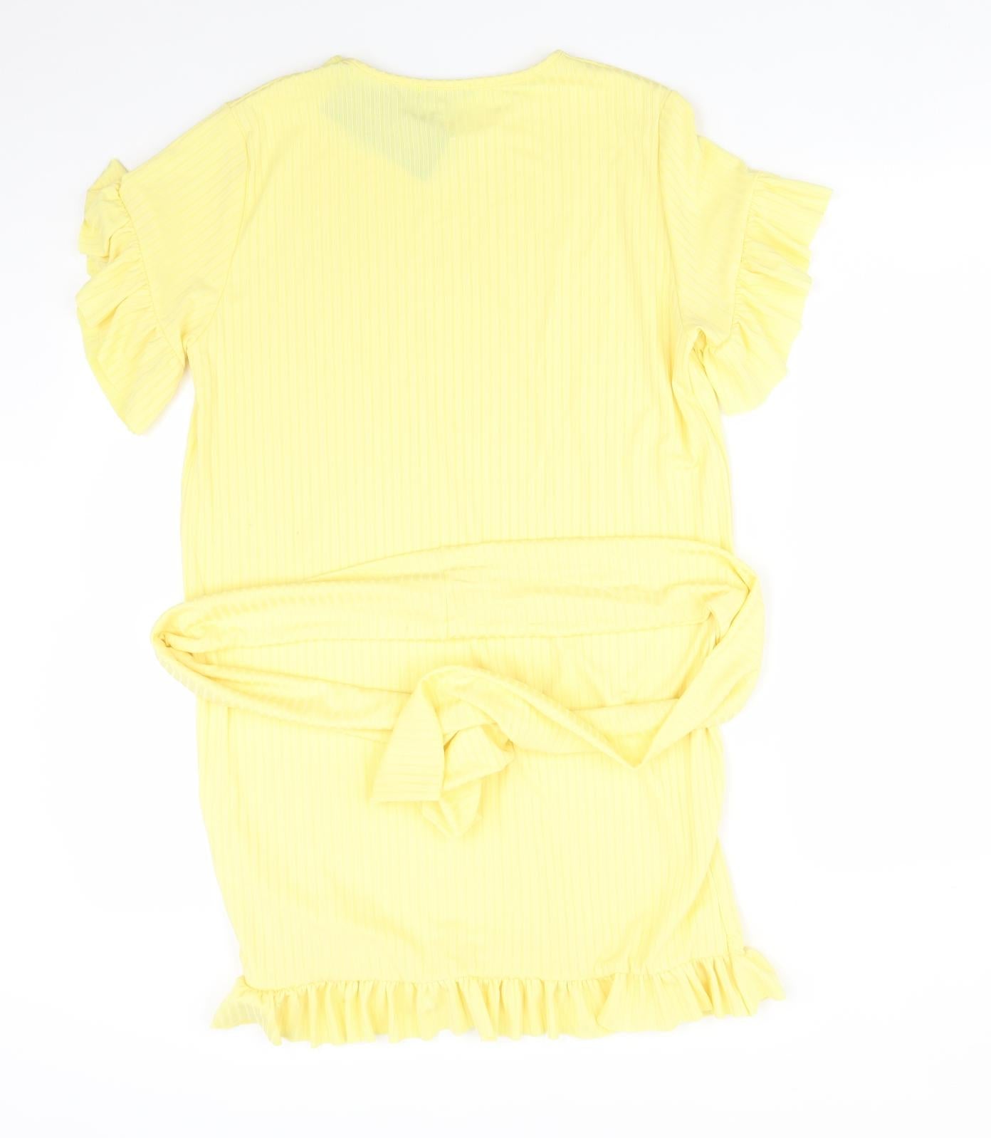 I SAW IT FIRST Womens Yellow Striped Polyester A-Line  Size 8 Round Neck