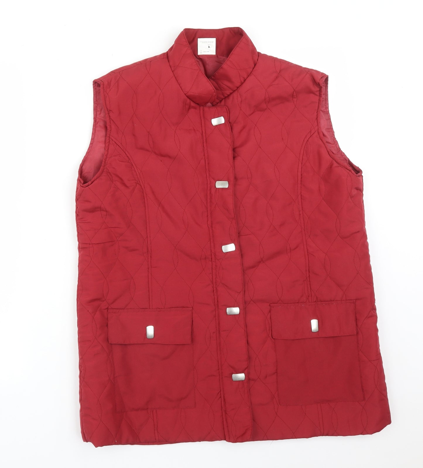 ANNE DE LANCAY Womens Red Geometric  Gilet Jacket Size 16