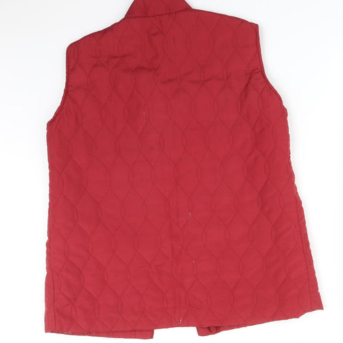 ANNE DE LANCAY Womens Red Geometric  Gilet Jacket Size 16