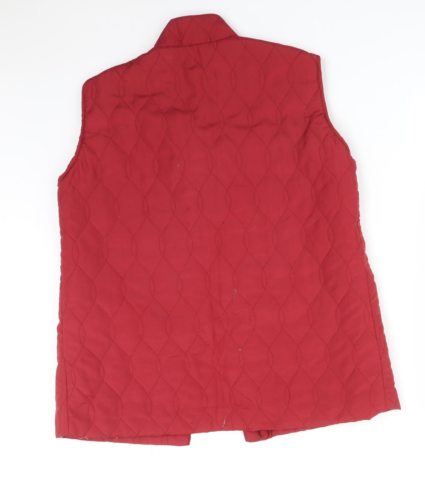ANNE DE LANCAY Womens Red Geometric  Gilet Jacket Size 16