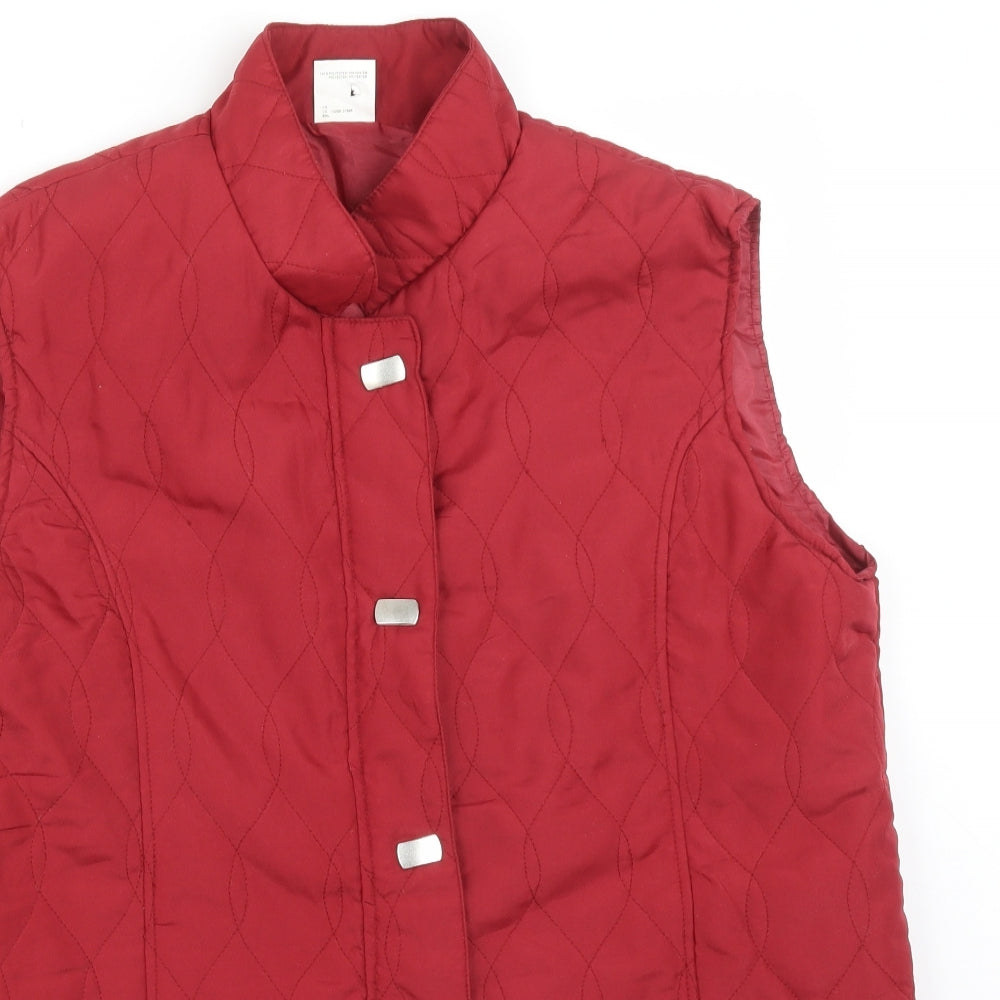 ANNE DE LANCAY Womens Red Geometric  Gilet Jacket Size 16
