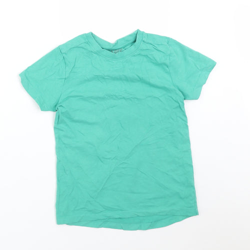 Nutmeg Girls Green  Cotton Basic T-Shirt Size 7-8 Years Round Neck