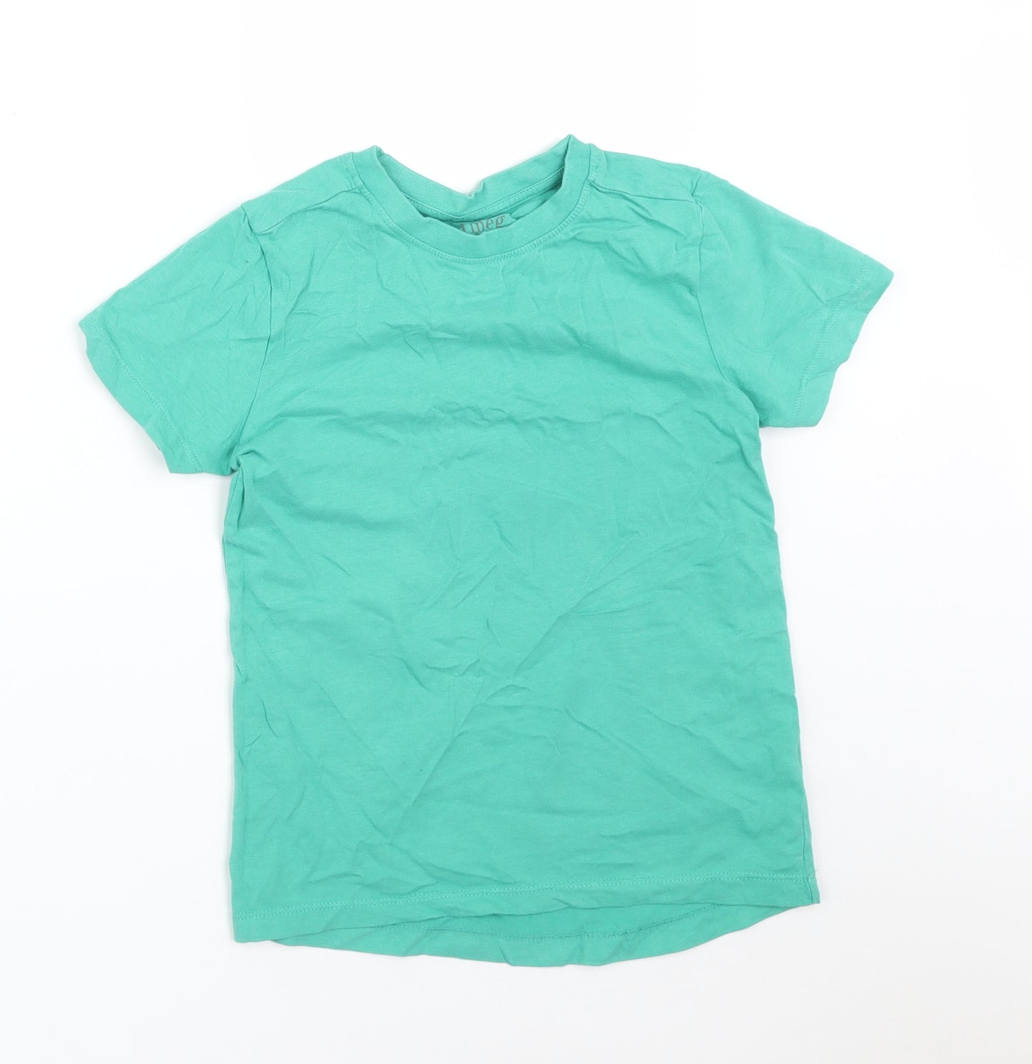 Nutmeg Girls Green  Cotton Basic T-Shirt Size 7-8 Years Round Neck