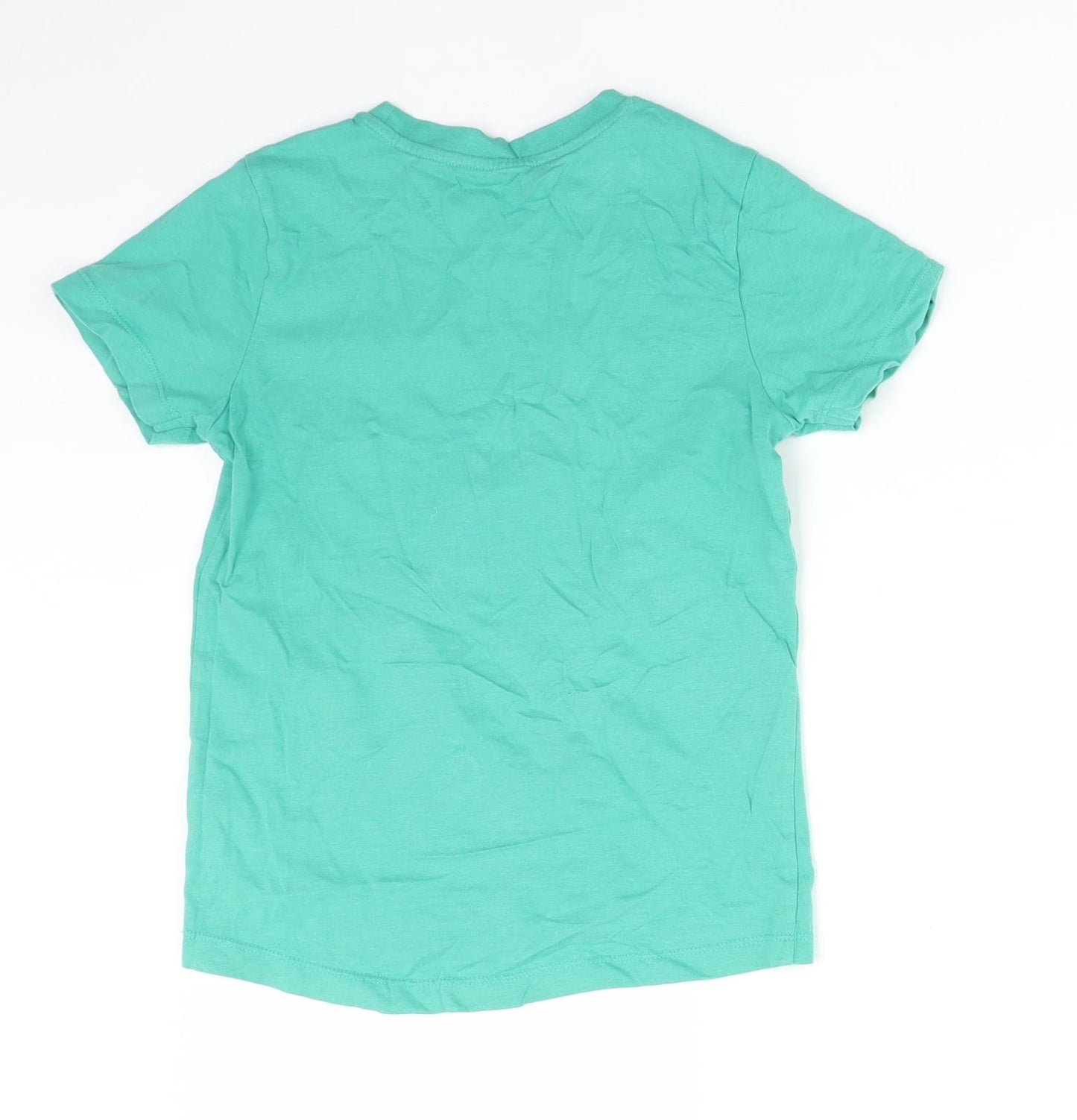 Nutmeg Girls Green  Cotton Basic T-Shirt Size 7-8 Years Round Neck