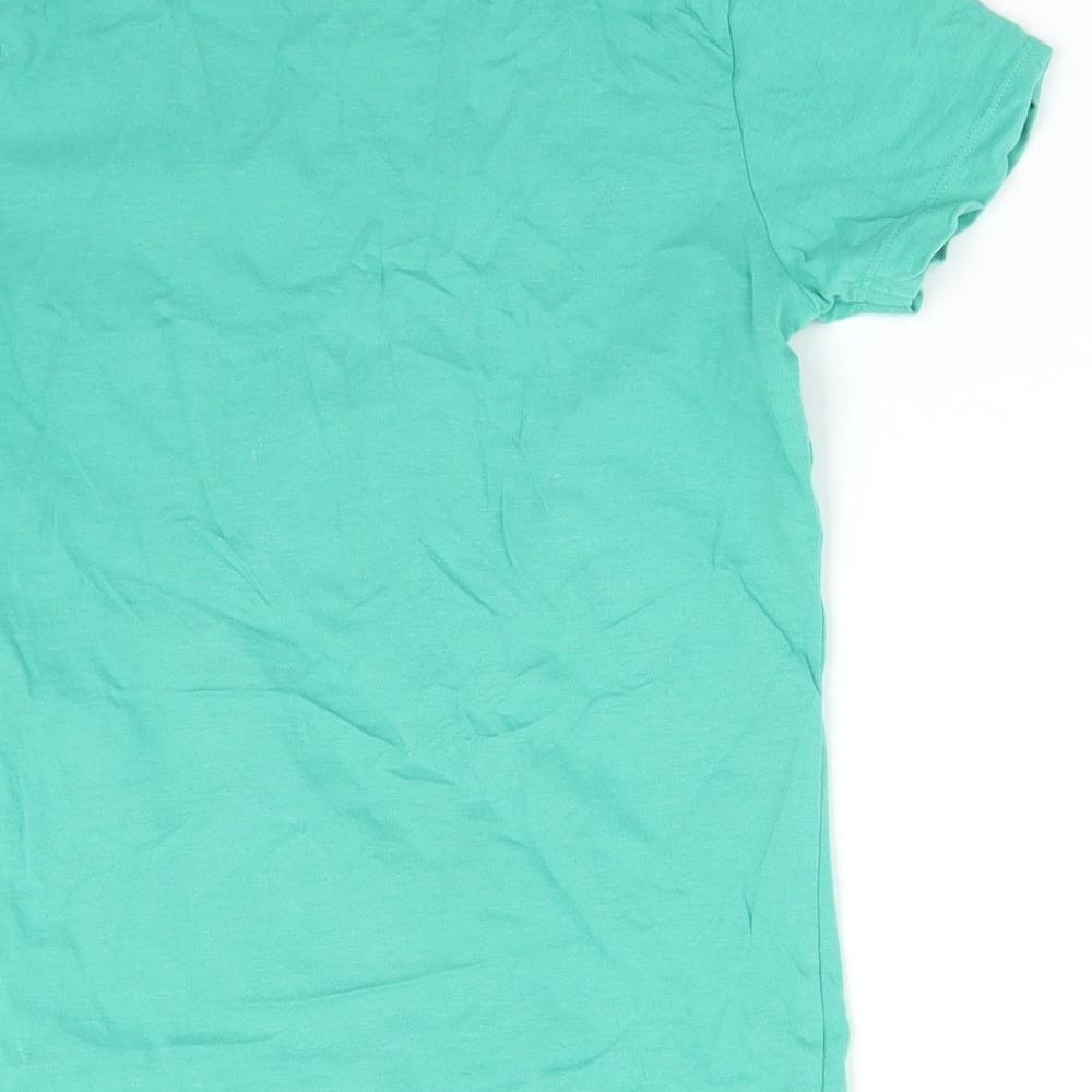 Nutmeg Girls Green  Cotton Basic T-Shirt Size 7-8 Years Round Neck