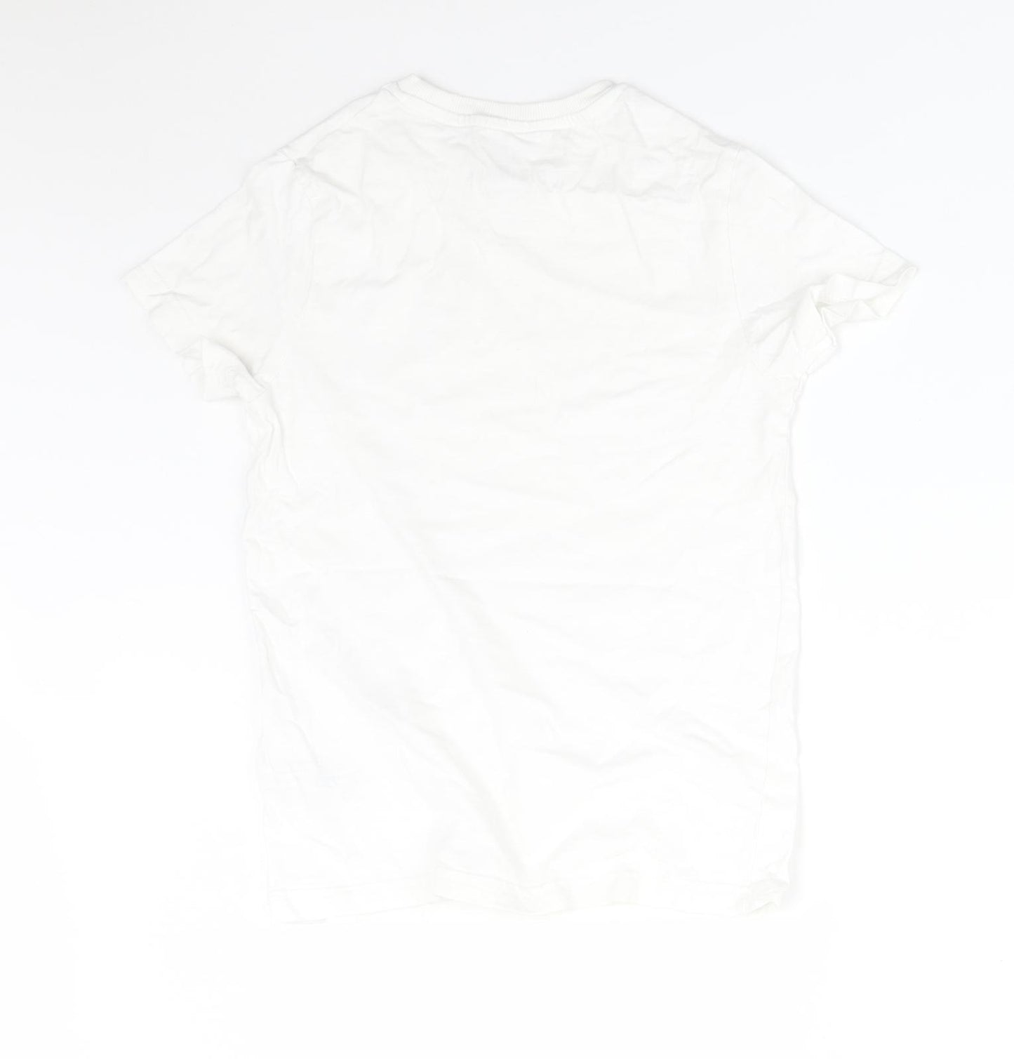 M&S Girls White  Cotton Basic T-Shirt Size 7-8 Years Round Neck