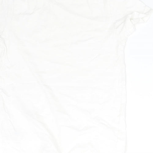 M&S Girls White  Cotton Basic T-Shirt Size 7-8 Years Round Neck