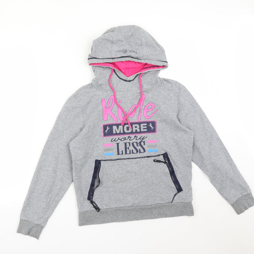 FAIR PLAY Womens Grey  Cotton Pullover Hoodie Size S   - RIDE MORE WORRY LESS