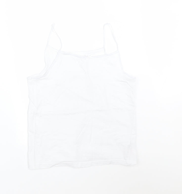 Primark Girls White  Cotton Camisole T-Shirt Size 10-11 Years