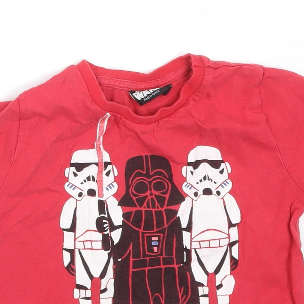 Primark Baby Red  Cotton Basic T-Shirt Size 18-24 Months Round Neck  - STAR WARS THE FORCE IS STRONG WITH THIS ONE