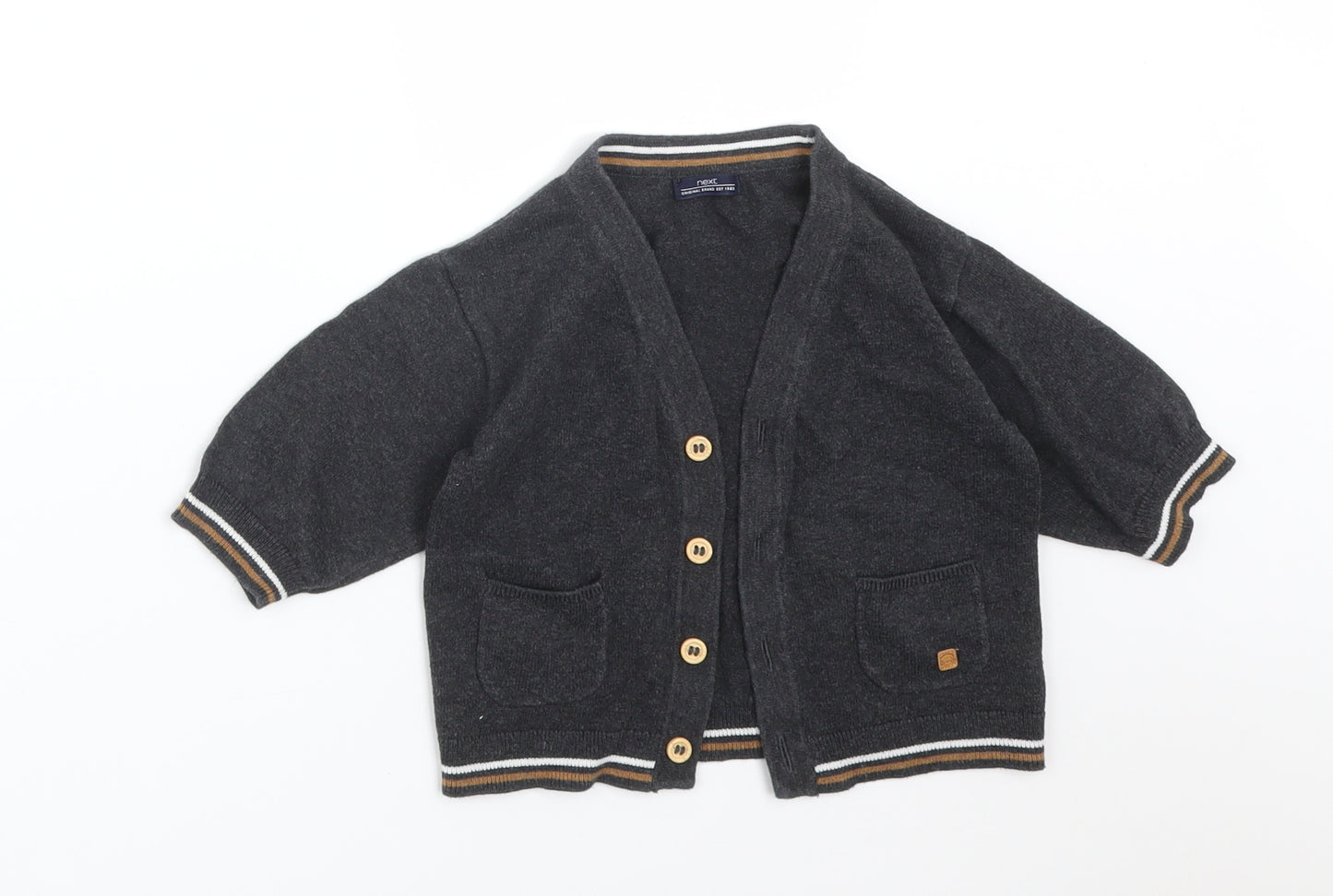 NEXT Baby Grey  Cotton Cardigan Jumper Size 6-9 Months