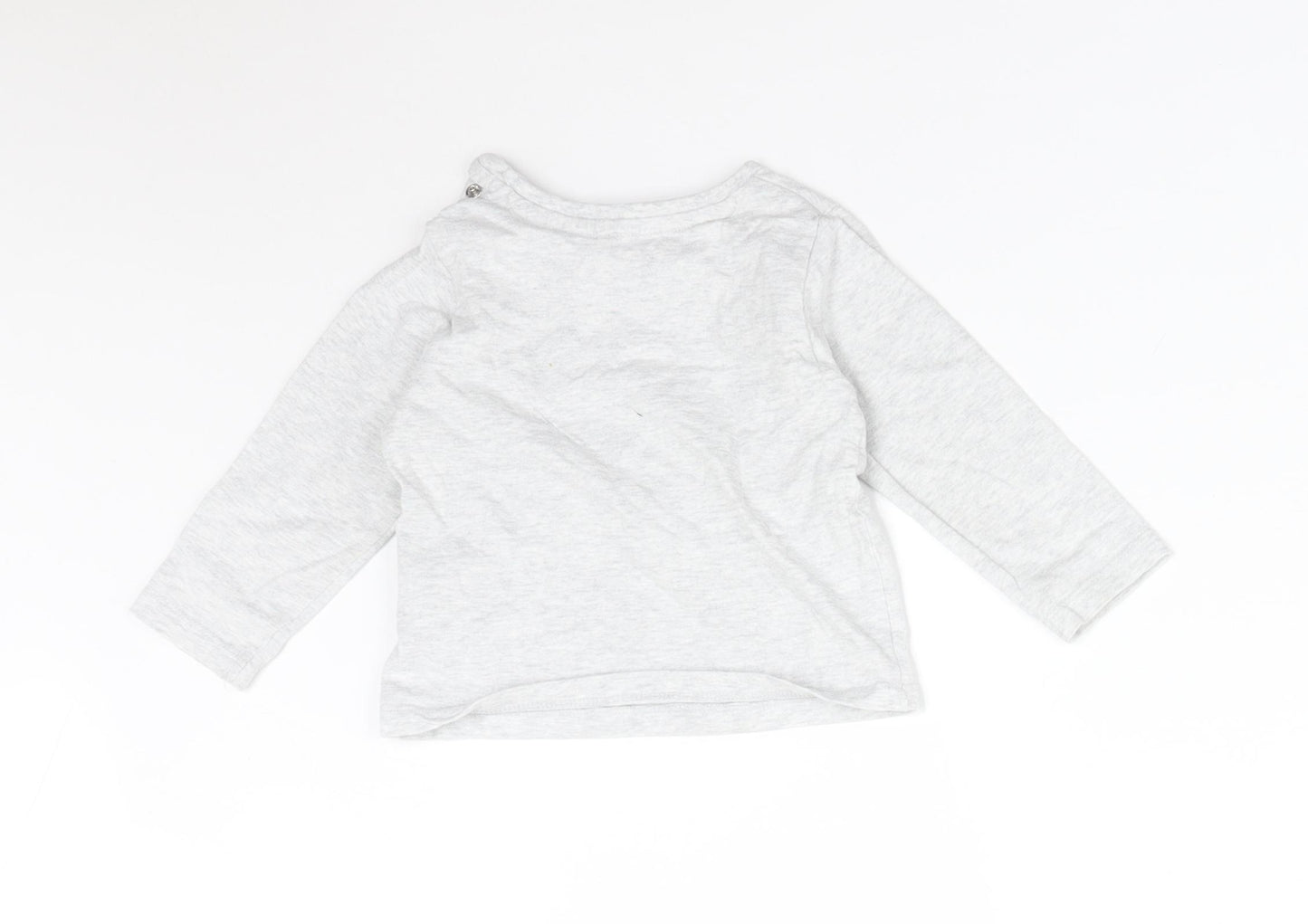 M&S Baby Grey  Cotton Basic T-Shirt Size 9-12 Months Round Neck  - COME PLAY IN THE PARK