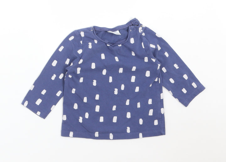 NEXT Baby Blue Polka Dot Cotton Basic T-Shirt Size 6-9 Months Round Neck