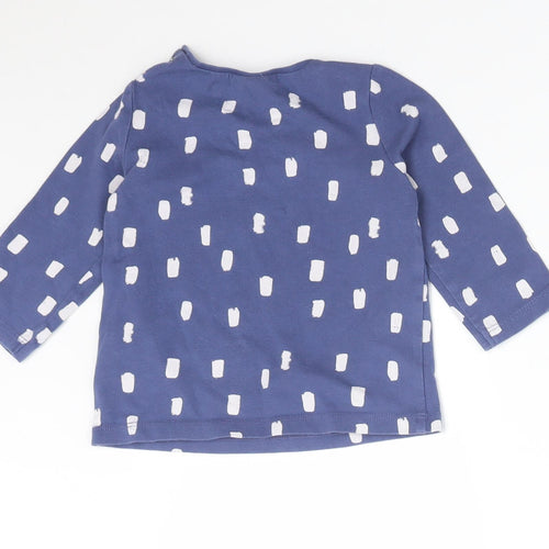 NEXT Baby Blue Polka Dot Cotton Basic T-Shirt Size 6-9 Months Round Neck