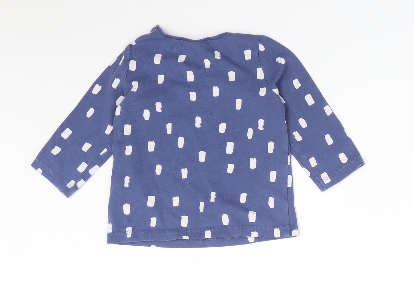 NEXT Baby Blue Polka Dot Cotton Basic T-Shirt Size 6-9 Months Round Neck