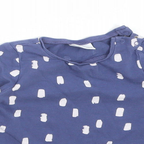 NEXT Baby Blue Polka Dot Cotton Basic T-Shirt Size 6-9 Months Round Neck