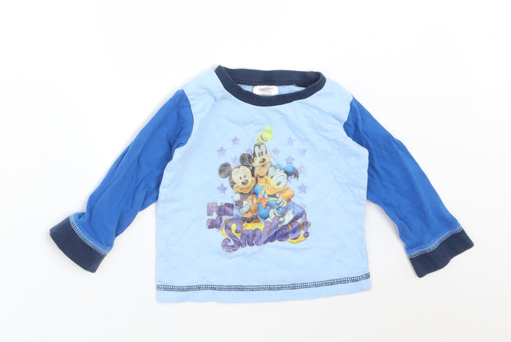 Disney Baby Blue Cotton Basic T-Shirt Size 6-9 Months Round Neck - FULL OF SMILES