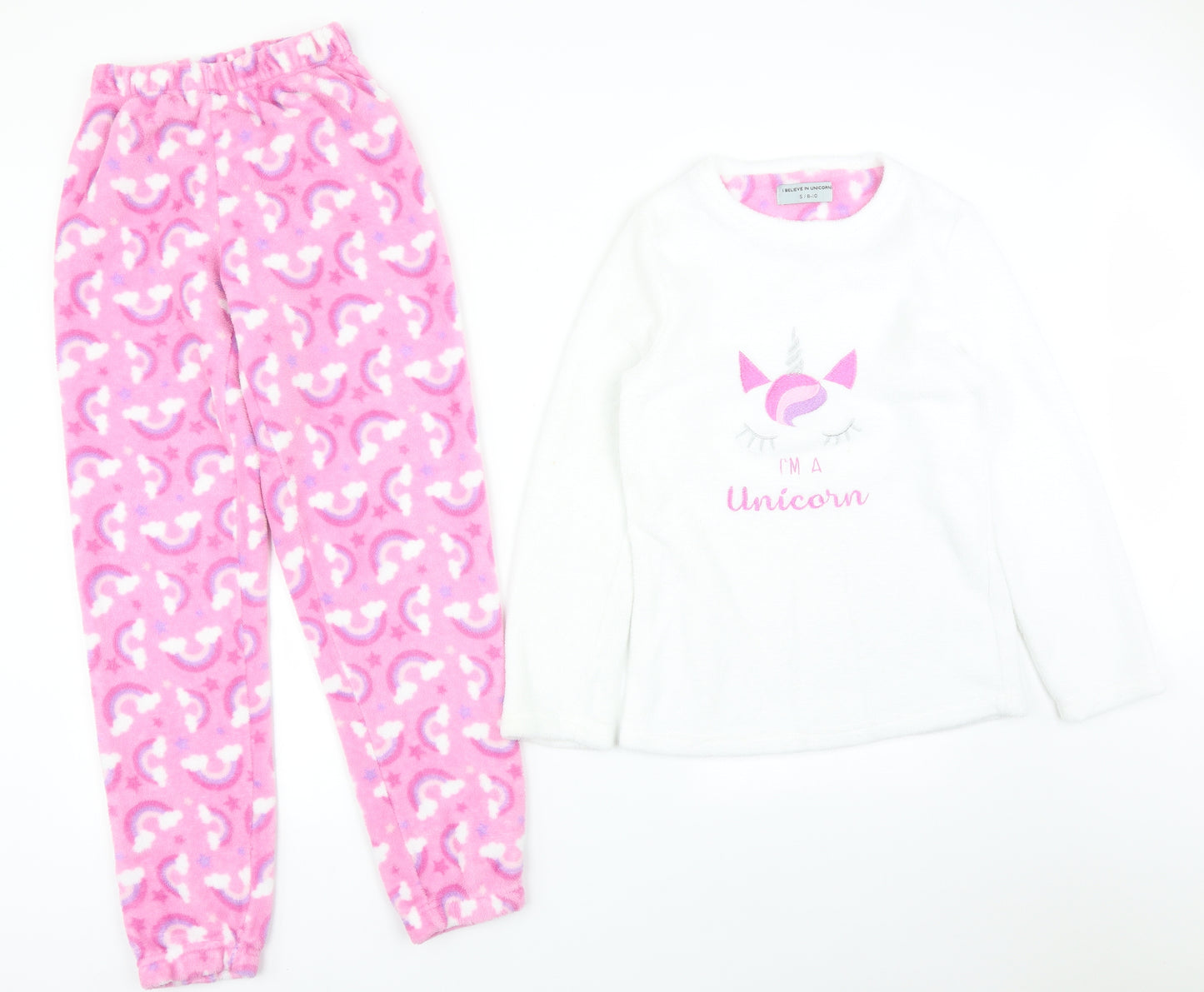 I BELIEVE IN UNICORNS Womens Multicoloured Solid Polyester  Pyjama Set Size S   - I AM A UNICORN    RAINBOWS