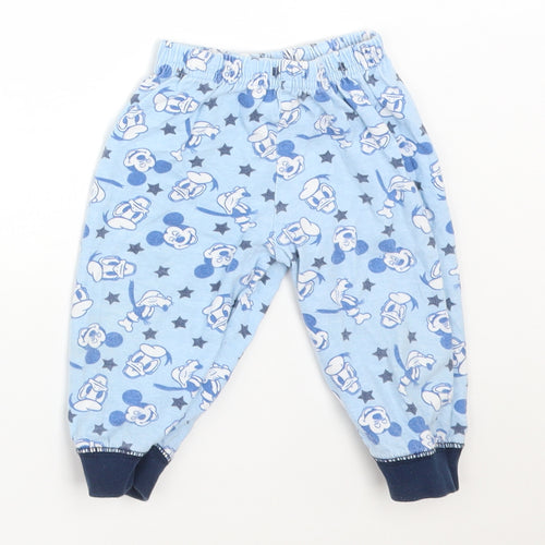Disney Boys Blue Solid Cotton  Pyjama Pants Size 6-9 Months   - DISNEY