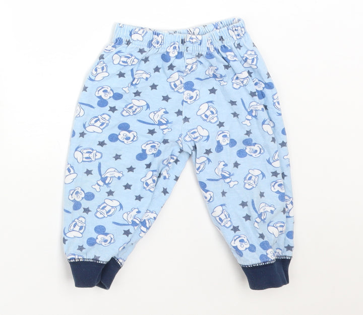 Disney Boys Blue Solid Cotton Pyjama Pants Size 6-9 Months - DISNEY