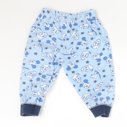 Disney Boys Blue Solid Cotton  Pyjama Pants Size 6-9 Months   - DISNEY
