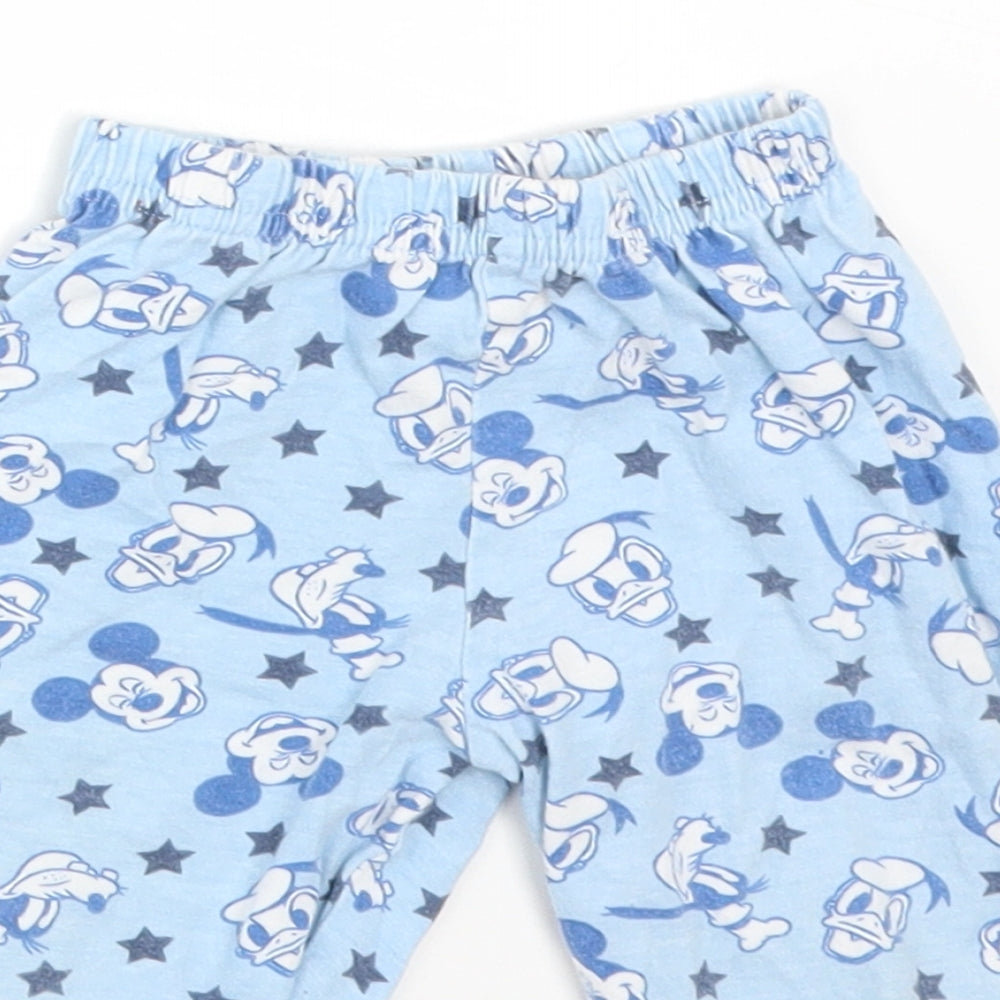 Disney Boys Blue Solid Cotton  Pyjama Pants Size 6-9 Months   - DISNEY