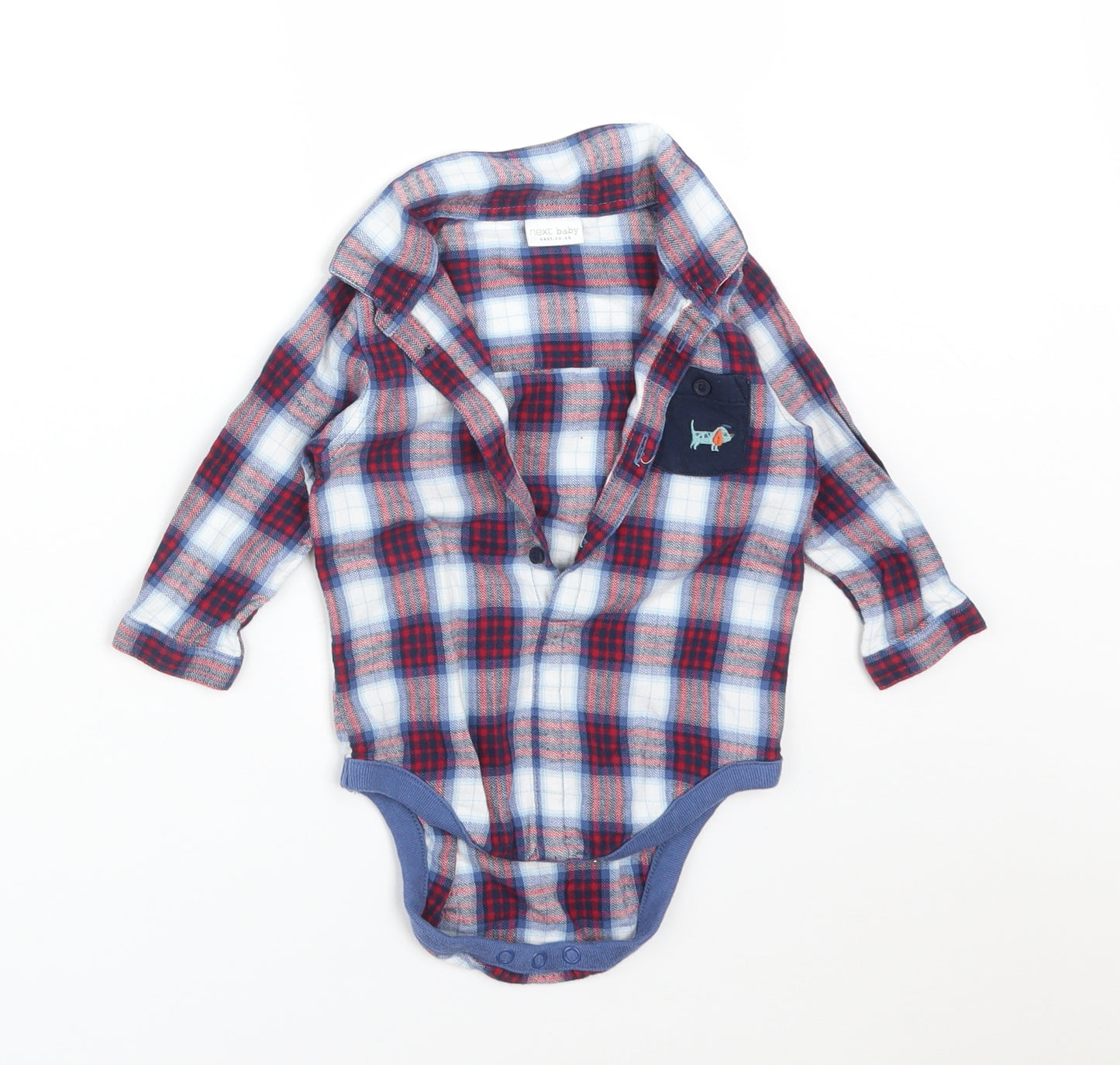 NEXT Boys Multicoloured Check Cotton Babygrow One-Piece Size 6-9 Months