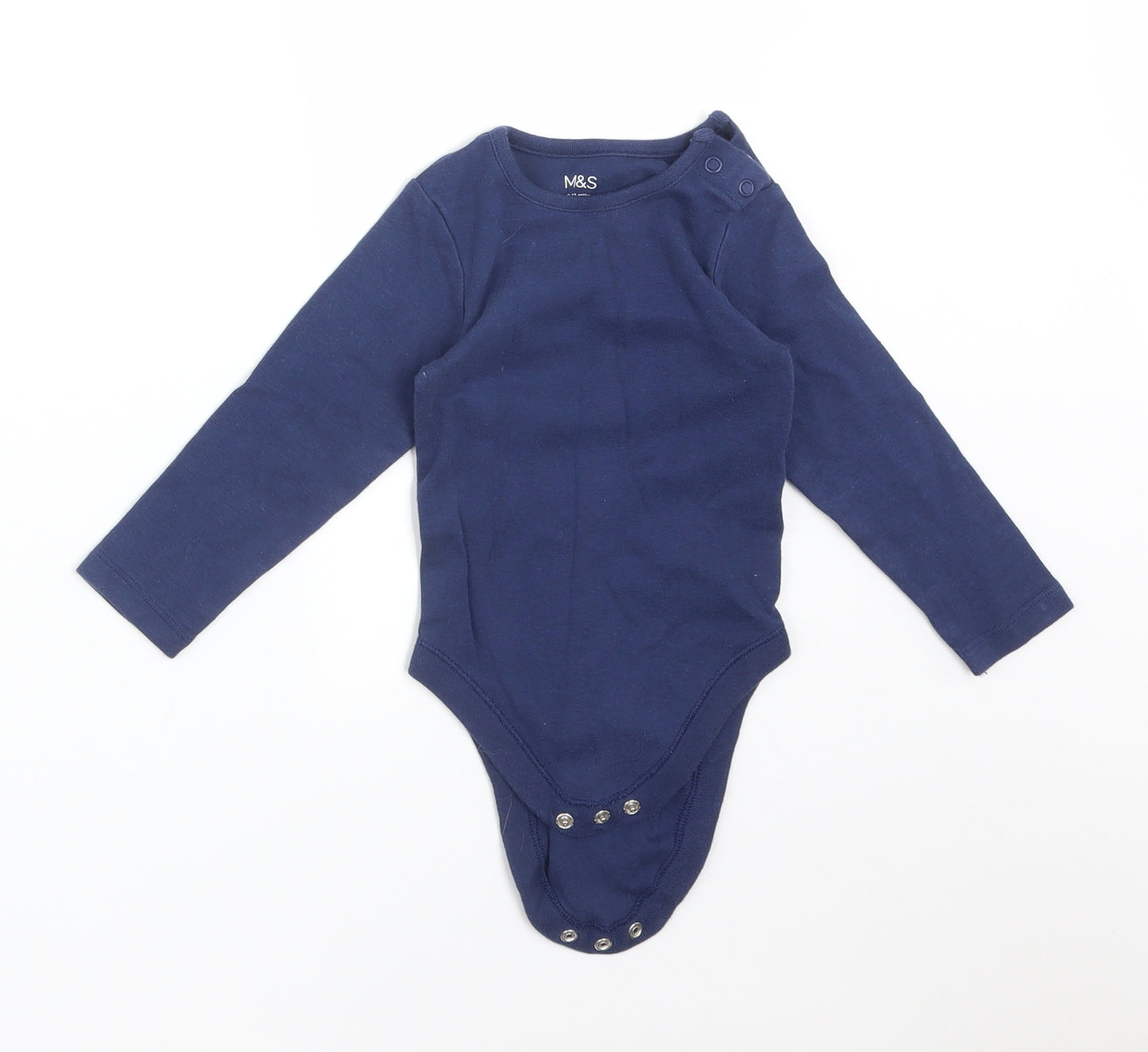M&S Boys Blue  Cotton Babygrow One-Piece Size 9-12 Months