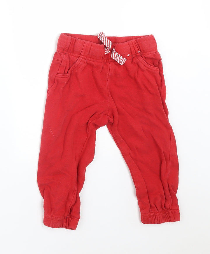 F&F Baby Red  Cotton Jogger Trousers Size 18-24 Months