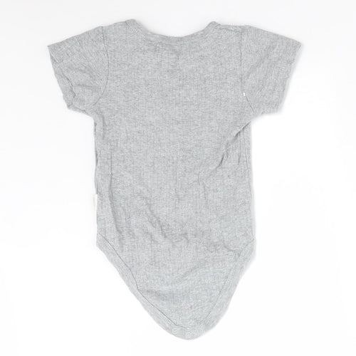 RABBIT BEAR Baby Grey Striped Cotton Babygrow One-Piece Size 6-9 Months
