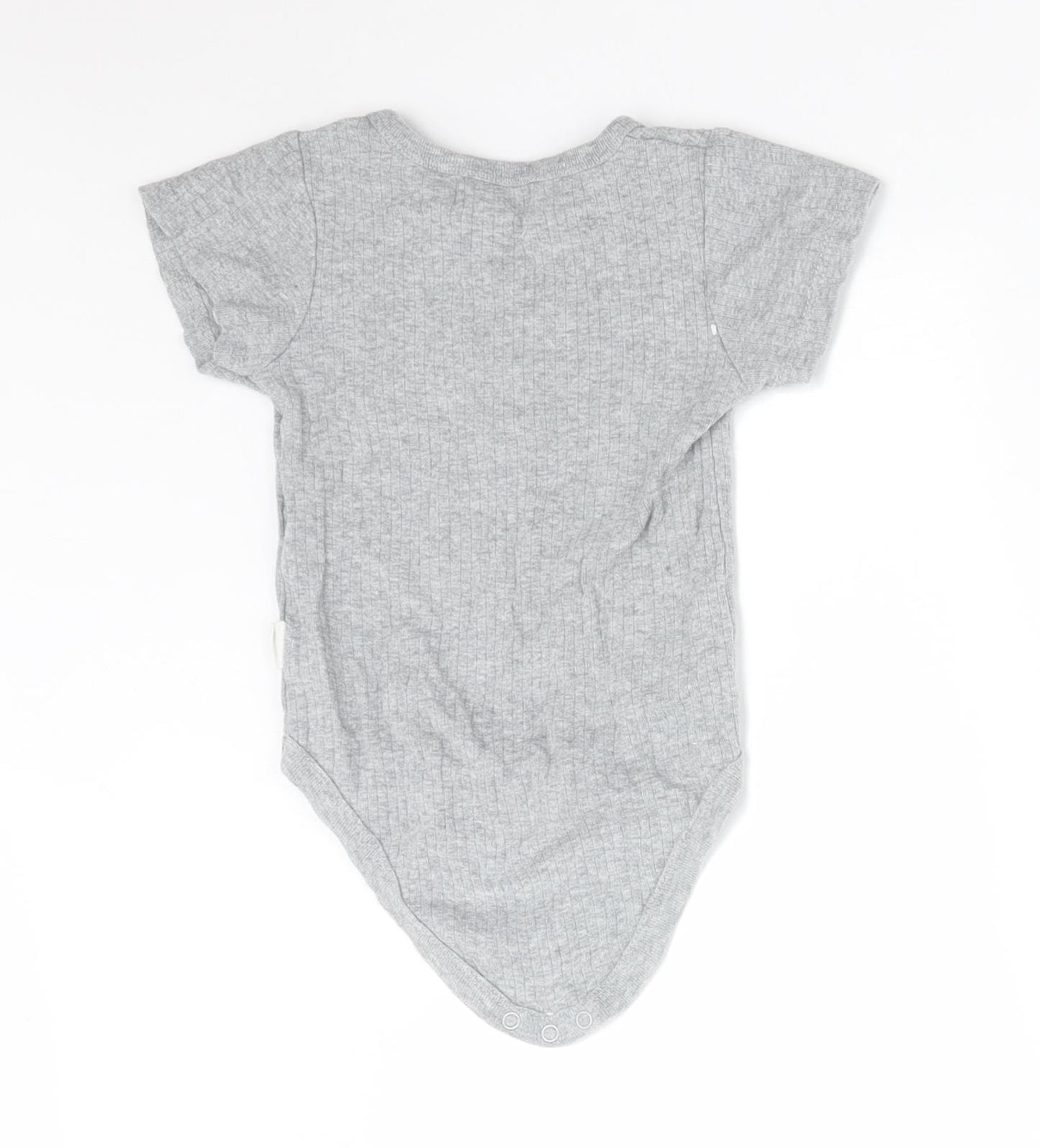 RABBIT BEAR Baby Grey Striped Cotton Babygrow One-Piece Size 6-9 Months