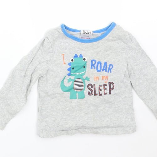 Peacocks Baby Grey  Cotton Basic T-Shirt Size 18-24 Months Round Neck  - I ROAR IN MY SLEEP