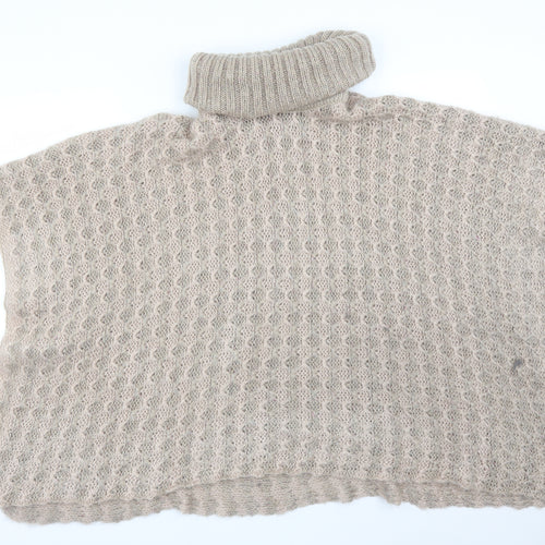 F&F Womens Beige Argyle/Diamond  Jacket Poncho Size M
