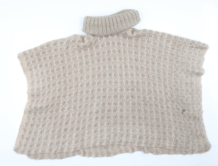 F&F Womens Beige Argyle/Diamond  Jacket Poncho Size M